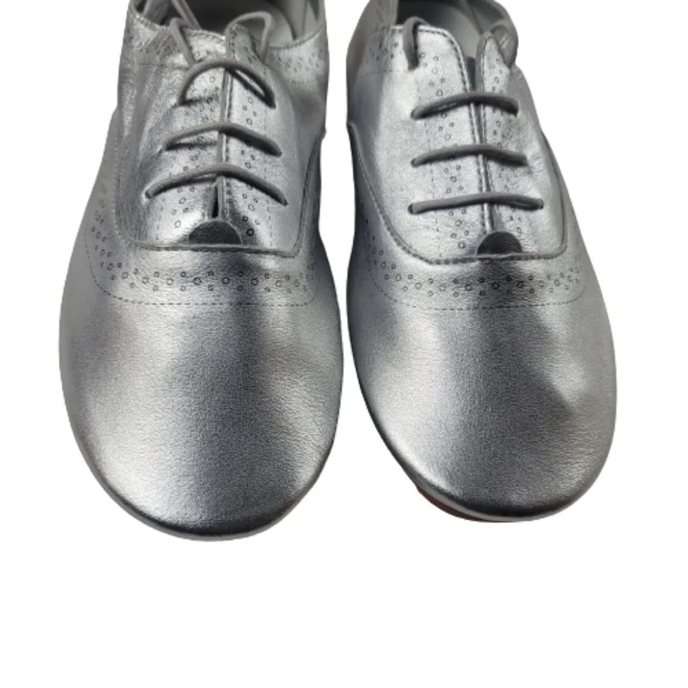 Anothersole Metallic Oxford Shoes Womens EU 40 US 9 Silver Lace Up Flats - Picture 3 of 12